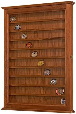 90 Military Challenge Coin Display Cabinet-Walnut Hardwood