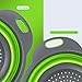 LEARJA Collapsible Colander, 2 Collapsible Set, Food-Grade Silicone kitchen Strainer Space-Saver Folding Strainer Colander, Sizes 8 inches - 2 Quart, and 9.5 inches - 3 quart,2 hooks(Green)
