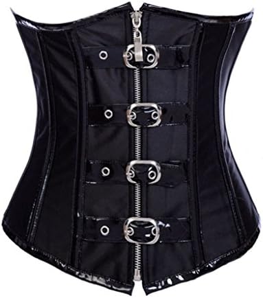 LFFW Full Steel Boned Basque Bustier with Buckle/Faux Leather Corset Underbust