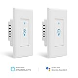 Smart Switch, Homeyard Smart Light Switch In-Wall WiFi Remote Control Wireless Single Pole Switch No Hub Required, Compatible with Alexa and Google Assistant (2 pack)
