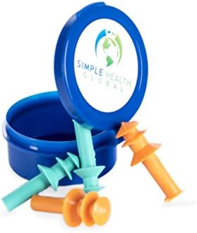 Ear Plugs By Simple Health, Best 2 Pack Military Grade Reusable Earplugs Safe for Sleeping, Shooting, Motorcycles, Musicians, Music, Swimming, Construction, Hearing Protection Sound &amp; Noise Cancelling