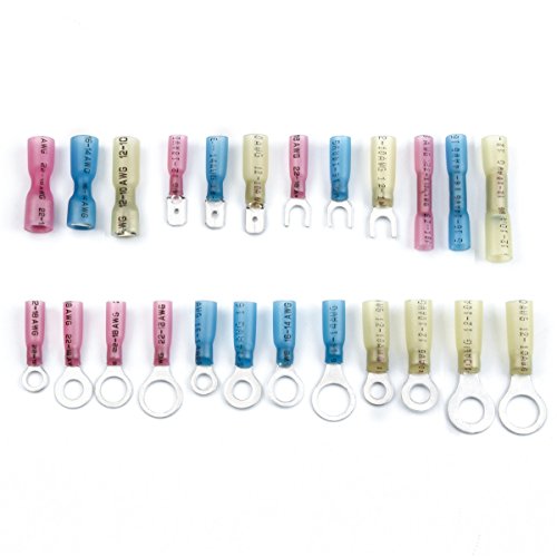 320 PCS Heat Shrink Connectors, ELETRAPICK Wire Connectors Crimp Terminals Kit, Electrical Insulated Waterproof Marine Automotive Butt Fork Ring Spade Connector Set, Red Blue Yellow 22 –10 AWG - Thumbnail 4
