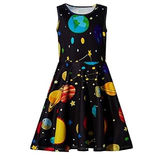 Ahegao Girl’s Floral Sleeveless Dresses Kids One Piece Sundress for Casual School 4-13 Years Old