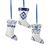 Kurt Adler 1 Set 3 Inch 3 Christmas Stocking Assortment Porcelain Delft Blue Christmas Ornaments