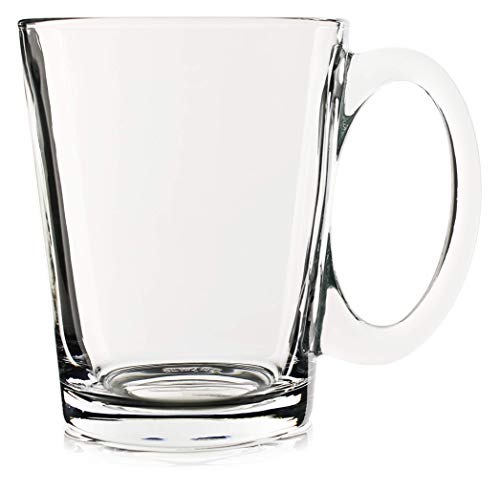10oz Coffee Tea Glass Cups with Handles, Perfect for Hot or Cold Drink, Set of 6 by Serami
