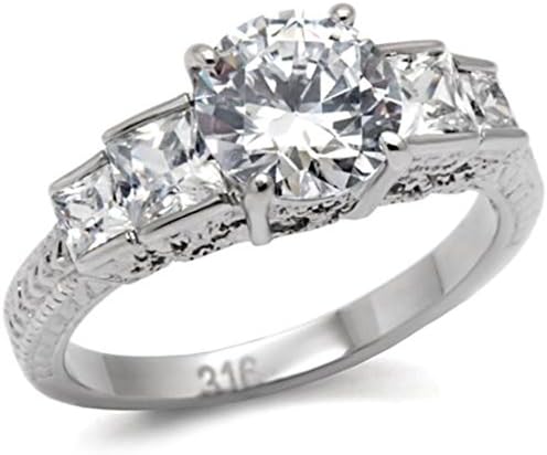 Emma's Classic 5 Stone Promise Ring - Cubic Ziconia engagement rings for women. CZ Wedding ring with Faux Carat Stone. (7)