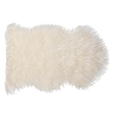 SLPR Home Collection Soft Faux Fur Ivory White Sheepskin Rug (2' x 3') | Like Real Single Pelt Area Carpet Luxury Fluffy Chair Cover for Bedroom Nursery
