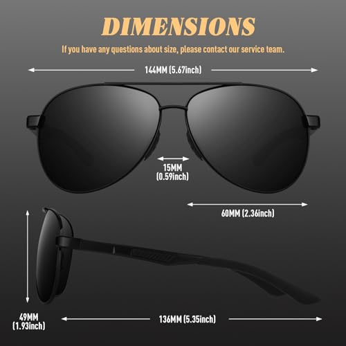 CGID Men's Aviator Sunglasses Polarised Aviator Mirrored Women's Metal Frame UV400 Protection