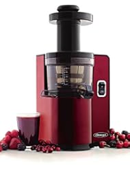 Omega VSJ843QR Vertical Slow Masticating Juicer Makes Continuous Fresh Fruit and Vegetable Juice at 43 Revolutions per Minute Features Compact Design Automatic Pulp Ejection, 150-Watt, Red