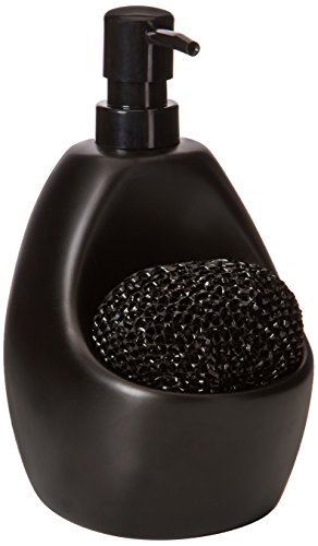 Umbra joey kitchen soap pump with scrubby holder, black