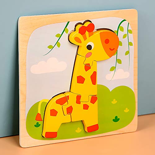 AlfaView Wooden Jigsaw Puzzles Set, 6 Pack Animals Puzzles Toddlers