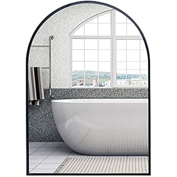 Amazon Com Bathroom Mirror Kuwd Arched Hd Glass Silver Mirror
