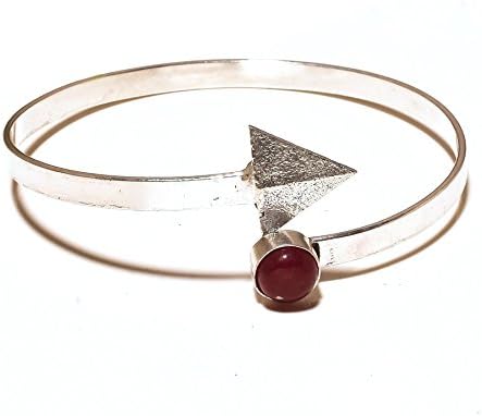 Gorgeous! Handmade Jewelry! Red Dyed Ruby Sterling Silver Overlay Bangle/Bracelet Free Size