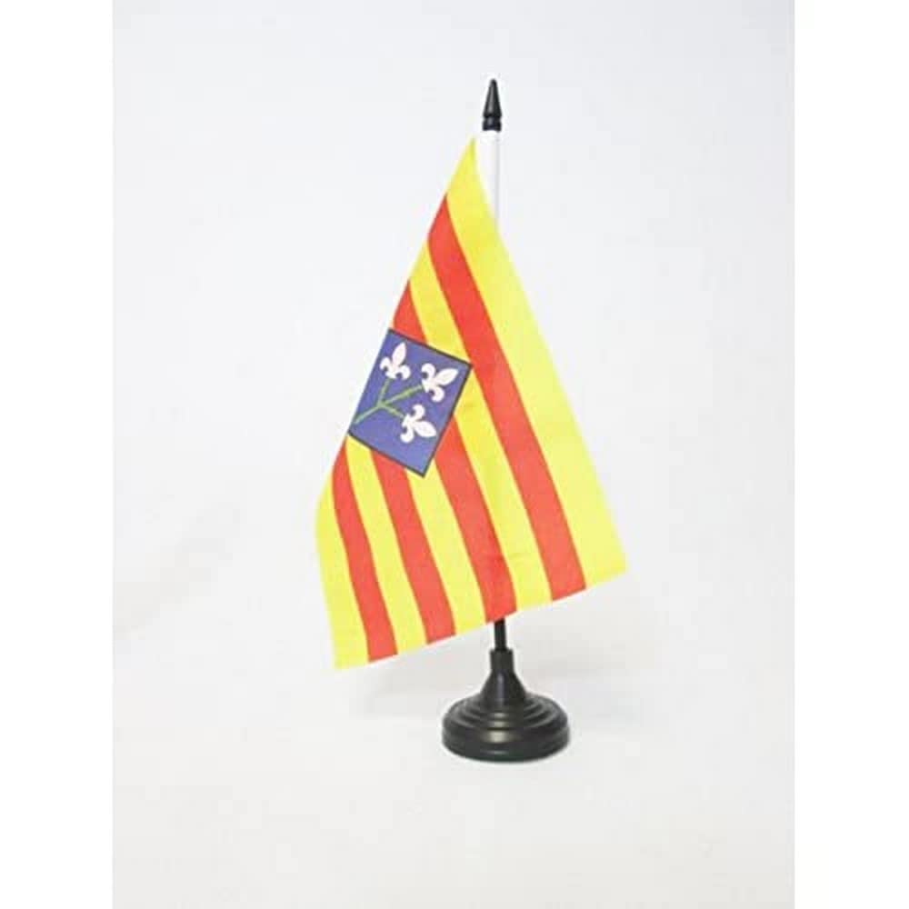 AZ FLAG Province of Lérida Table Flag 5'' x 8'' - Lerida Office Decoration 100% Polyester 21 x 14 cm - Mini Desk Flag with Pole and Black Plastic Base