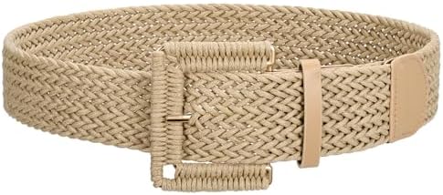 Women Wide Woven Belt for Dresses Fashion Rattan Braided 