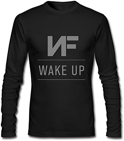 NEVALY Adult Men NF Wake Up Word Logo Long-Sleeve T Shirt