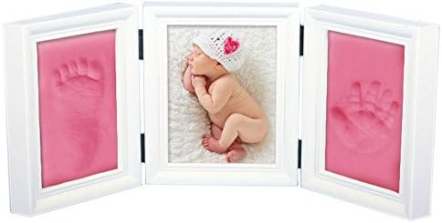 NovoGifts Baby Casting Impression Kit for baby Boy/Girl handprint or footprint &amp; White Frame Come with Colorful Eco-friendly Plasticine Rose