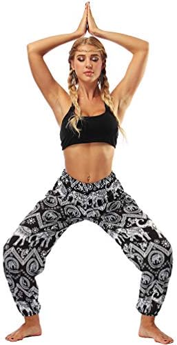 Women's Mens Peacock Print Aladdin Harem Hippie Pants Jumpsuit
