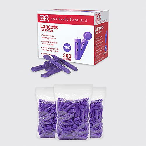 Ever Ready First Aid Sterile TwistCap Lancets 30G Purple (300 Count