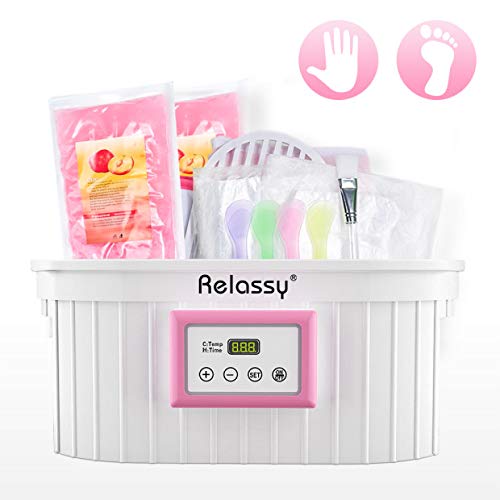 Relassy Paraffin Wax Machine for Hand and Feet,5000ml Paraffin Wax Warmer,Paraffin Wax Bath,Timing Keep Warm Function,Smooth and Soft Hands Foot Skin Paraffin Spa Hot Wax Therapy,Pink Paraffin Wax Kit