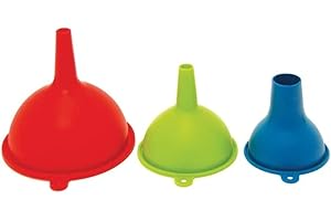 Starfrit Set of 3 Silicone Funnels - Different Sizes for Filling Bottles and Jars - Heat Resistant - Dishwasher Safe