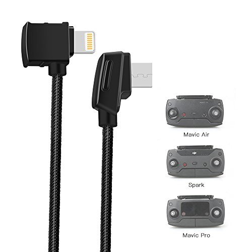 RCstyle Newest Design Nylon Braided Durable Micro USB to Lightning Cable For DJI Mavic Air / Maivc Pro / Spark Drone, Fits iOS Cellphone and Tablets(11cm +22cm)
