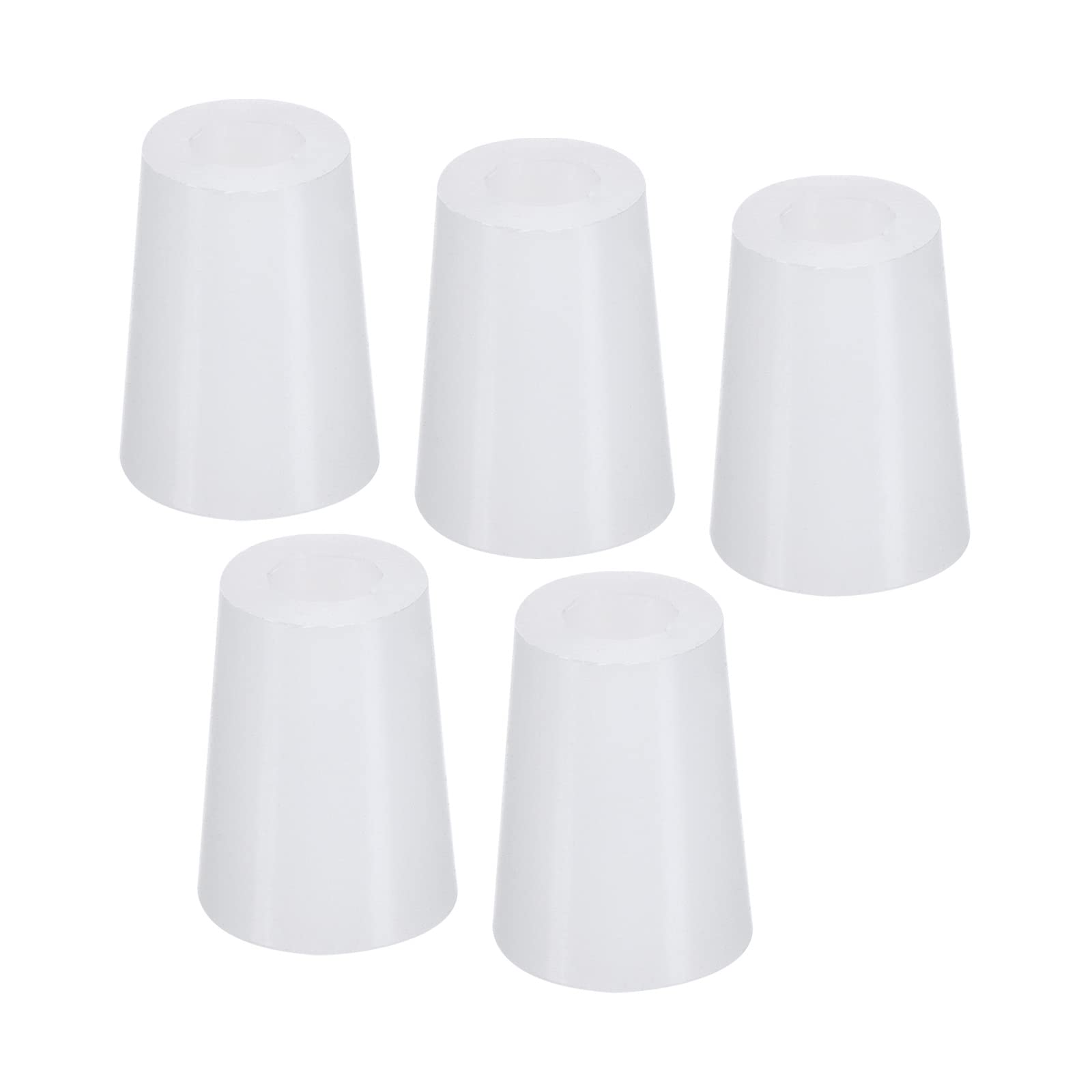 YOKIVE 5Pcs Silicone Rubber Stoppers with Hole, Tapered Plugs with High-temperature Resistance | Protect Hole, Great for Lab Industry (White, 14mm to 19mm)