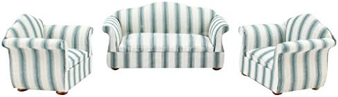 miniature 1/12 scale dollhouse furniture Fringe pattern Fabric sofa model living room set
