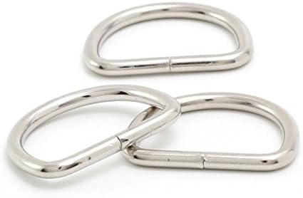 Metal D Ring 1-1/4 inch (1" Inside Dimension) Non Welded Nickel Plated Loop Ring for Buckle Straps Bags Belt (10-Pack)