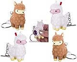 PooPoo Llama (Glitter Pooping Llama) Keychains White & Brown Complete Gift Set Party Bundle - 4 Pack (2 of Each Color)