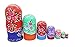 Winterworm Set of 7 Pieces Wooden Handmade Traditional Blue Red Colorful Flower Russian Nesting Stacking Dolls Matryoshka Kids Children Gifts Toy for Home Desk Room Party Decoration