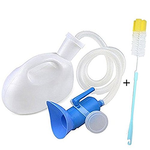 2000ML White Portable Unisex Pee Bottle Travel Urination Device with with Female Adapter and 1.3M Hose Bed Bedding Plastic Urinal Bottle Toilet - Thumbnail 6