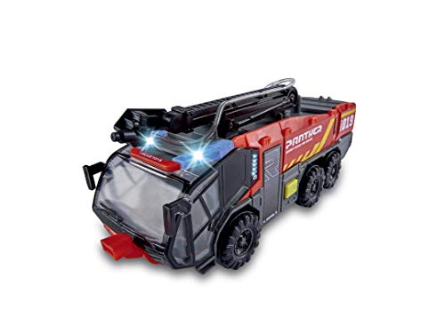 Dickie Toys 203714012 Flughafenfeuerwehr-203714012 Flughafenfeuerwehr, Rosenbauer, beweglicher Löscharm, Licht & Sound… – Bild 6