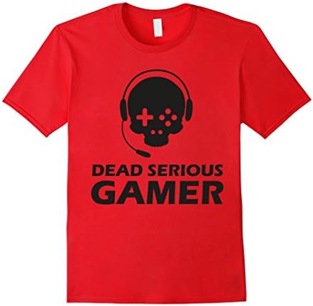 Men's Dead Serious Gamer, Nerd Pro Gaming Shirt black Skull Medium Red