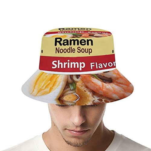 Ramen Noodle Shrimp Flavor Bucket Hat Unisex Fashion Summer Beach Fisherman Hat Sun Hats Outdoor
