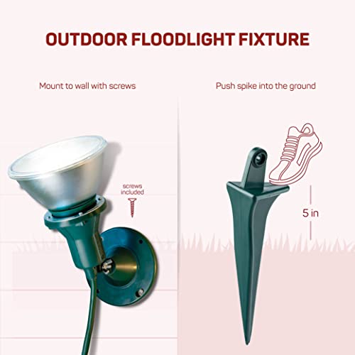 Outdoor Flood Light Holder Floodlight Fixture With Stake & Wall Mount