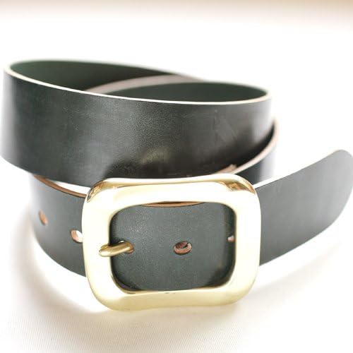 Amazon ダブルバックル付属ukブライドルレザー ベルト40 グリーン ベルト 通販