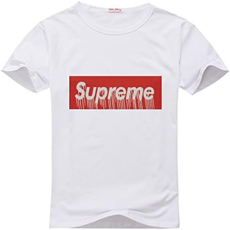 Black Men's Supreme Logo T-Shirt Short Sleeve Medium White