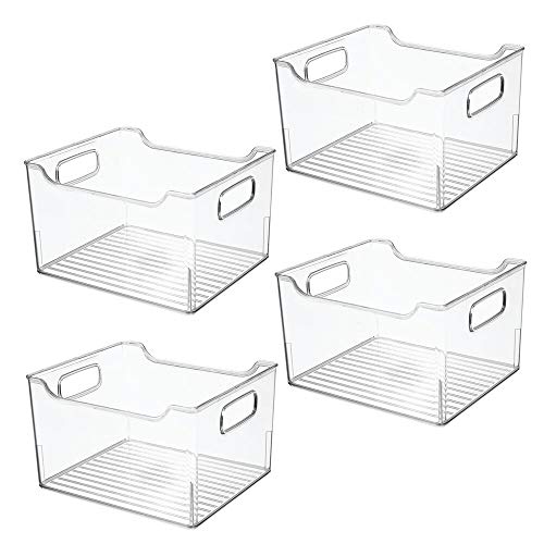 mDesign Large Deep Plastic Storage Bin with Handle for Bathroom/Vanity