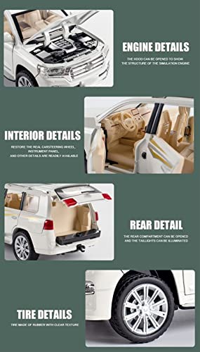 YBSM Diecast Car 1:32 For Toyota For Land-Cruiser SUV Cars Model Alloy Die Cast Sound And Light Pull Back Classic Luxury Vehicle Kids Toys Gift (Color : Black)