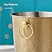 VonShef Brushed Gold Champagne Bucket with 4 Gold Champagne Flutes Glasses, 175oz, Etched Stainless Steel Ice Bucket with Carry Handles
