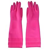 Flower Sea9 Waterproof Reusable  PVC Latex Rubber Long Gloves, Pink