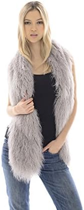 No Guilt Fur Faux Mongolian Lamb Scarf (Grey)