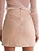 PROGRACE Women's Criss-Cross Empire Waist Bodycon Faux Suede Mini Skirt Beige S