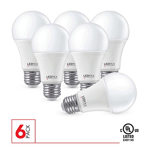 A19 LED Light Bulbs Non Dimmable, 9.5W (60W equivalent), 2700K, 800 Lumens, (6 Pack), UL Listed