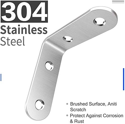 TAIANJI 10 Pcs Corner Brackets Stainless L Shaped Bracket 90 Degree Bracket Plate Metal Angle 50mm Corner for Wood Shelves - Image 5