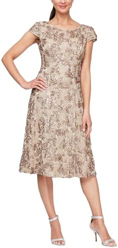 alex evenings women's tea-length a-line dress with tie belt Amazon.com: Alex Evenings Women's Tea Length Embroidered Cocktail Dress  with Illusion Sleeves, Wedding Guest (Petite and Regular Sizes), Bright  Navy Petite, 6P : Clothing, Shoes & Jewelry