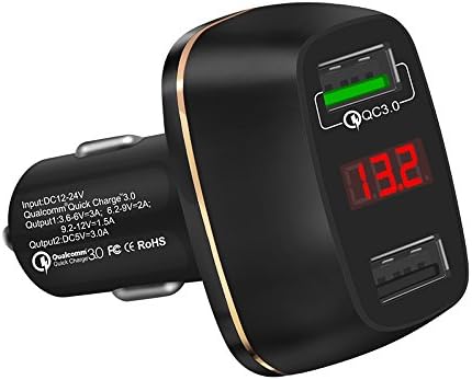 SINCHUN-SY021-Smart Quick Charge 3.0 & Dual USB Car Charger Adapter with LED Display Voltage.Smart Charge Multi-protection System,Smart fastest charge possible for any ISO Android Devices.