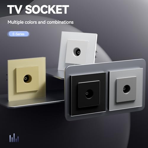 BSEED TV Plug with Glass, Wall Plug with Hook,E-Series,TV Socket,86 mm White