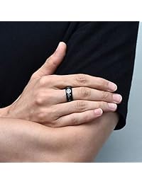 King Will - Anillo de carburo de tungsteno para hombre (0.315 in, brújula masónica, incrustaciones de fibra de carbono), color negro